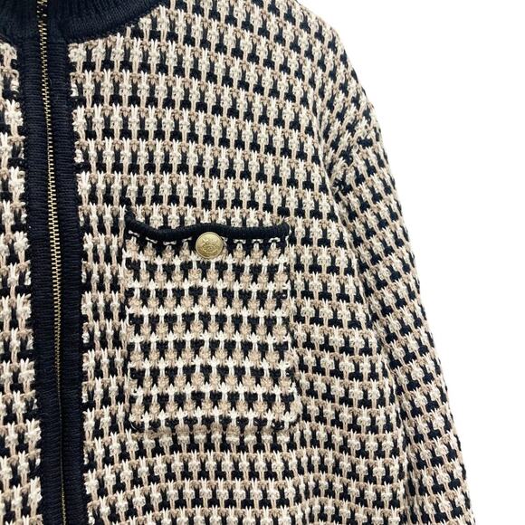 J.Crew Jacquard Sweater-Jacket Cotton Full Zip Gold Buttons Size Medium NEW - Picture 4 of 10